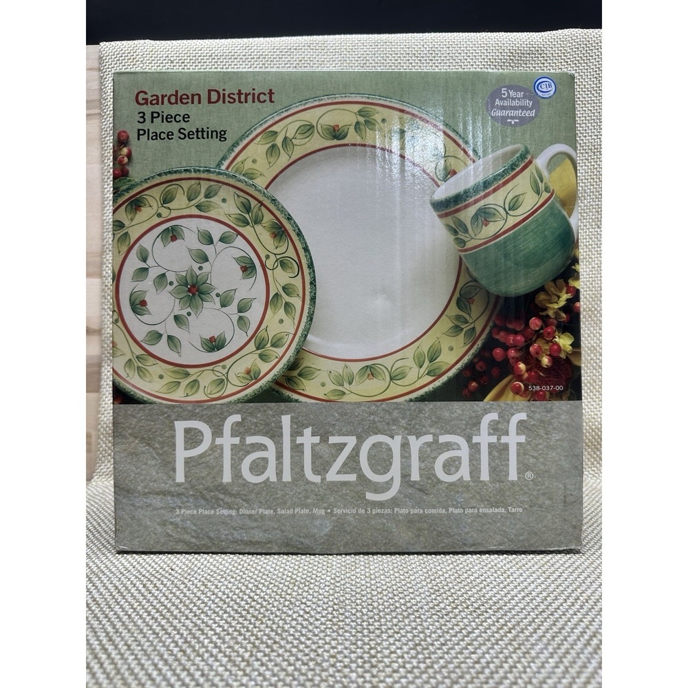 3 Pc NEW Pfaltzgraff Garden District Set Dinner & Salad Plates & Mug Replacement